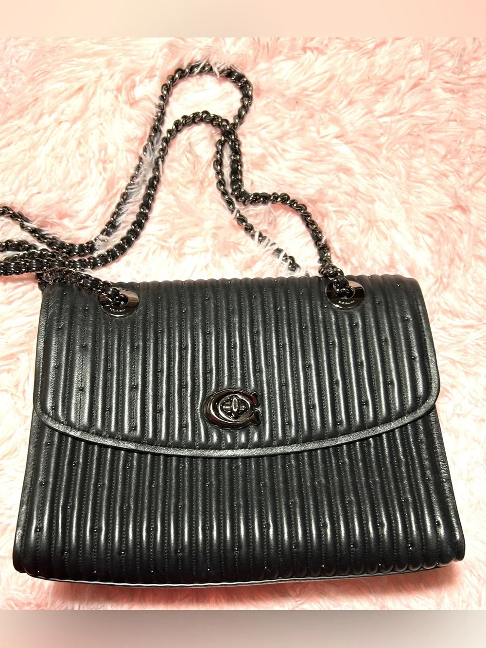 Coach Parker w/Quilting & Rivets/Black